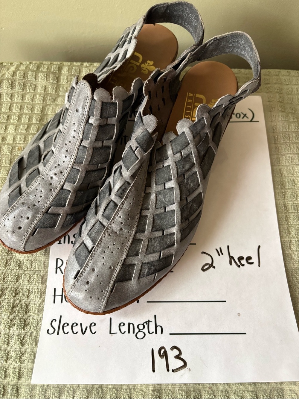 Rieker anti stress Women's Gray leather Woven Slingback heels Size 39 - Picture 8 of 8